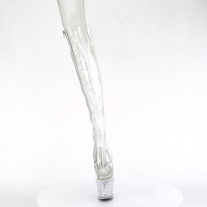 SPECTATOR-3019C *7" Heel, 3" Textured PF Open Toe/Heel OTK Boot, Side Zip