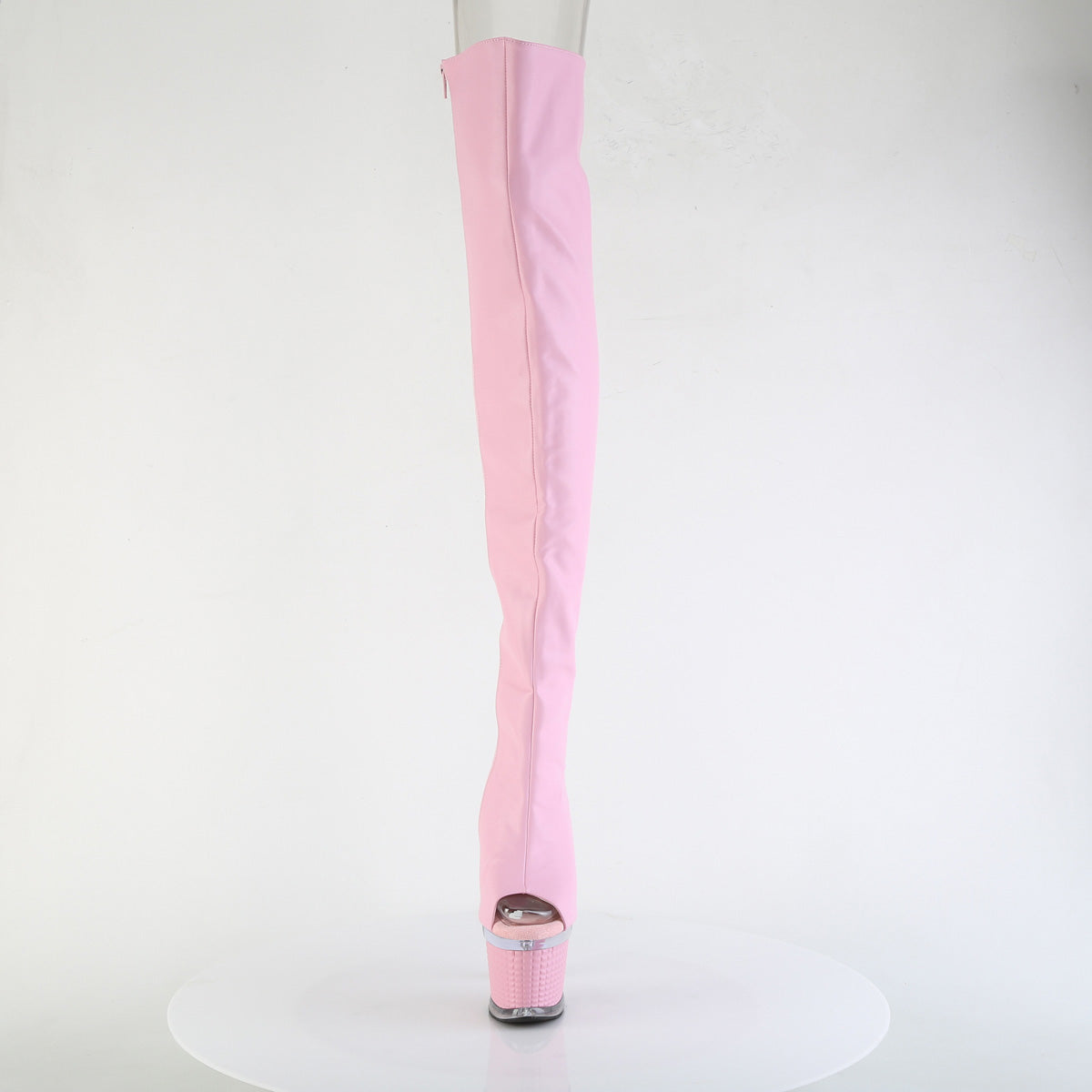 SPECTATOR-3030 7" Heel, 3" Textured PF Lace-Up Back Thigh Boot, Side Zip