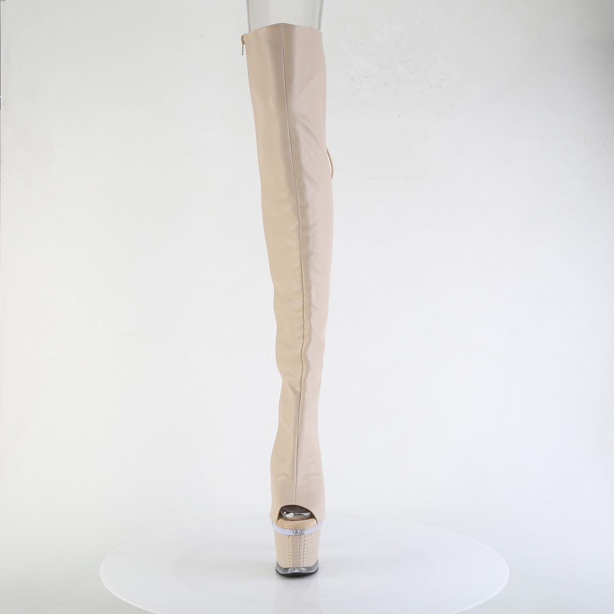 SPECTATOR-3030 *7" Heel, 3" Textured PF Lace-Up Back Thigh Boot, Side Zip