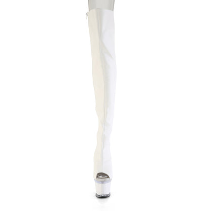 SPECTATOR-3030 *7" Heel, 3" Textured PF Lace-Up Back Thigh Boot, Side Zip