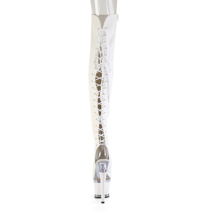 SPECTATOR-3030 *7" Heel, 3" Textured PF Lace-Up Back Thigh Boot, Side Zip
