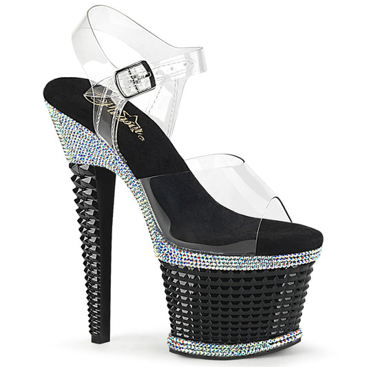 SPECTATOR-708RS 7" Heel, 3" Textured PF Ankle Strap Sandal w/RS