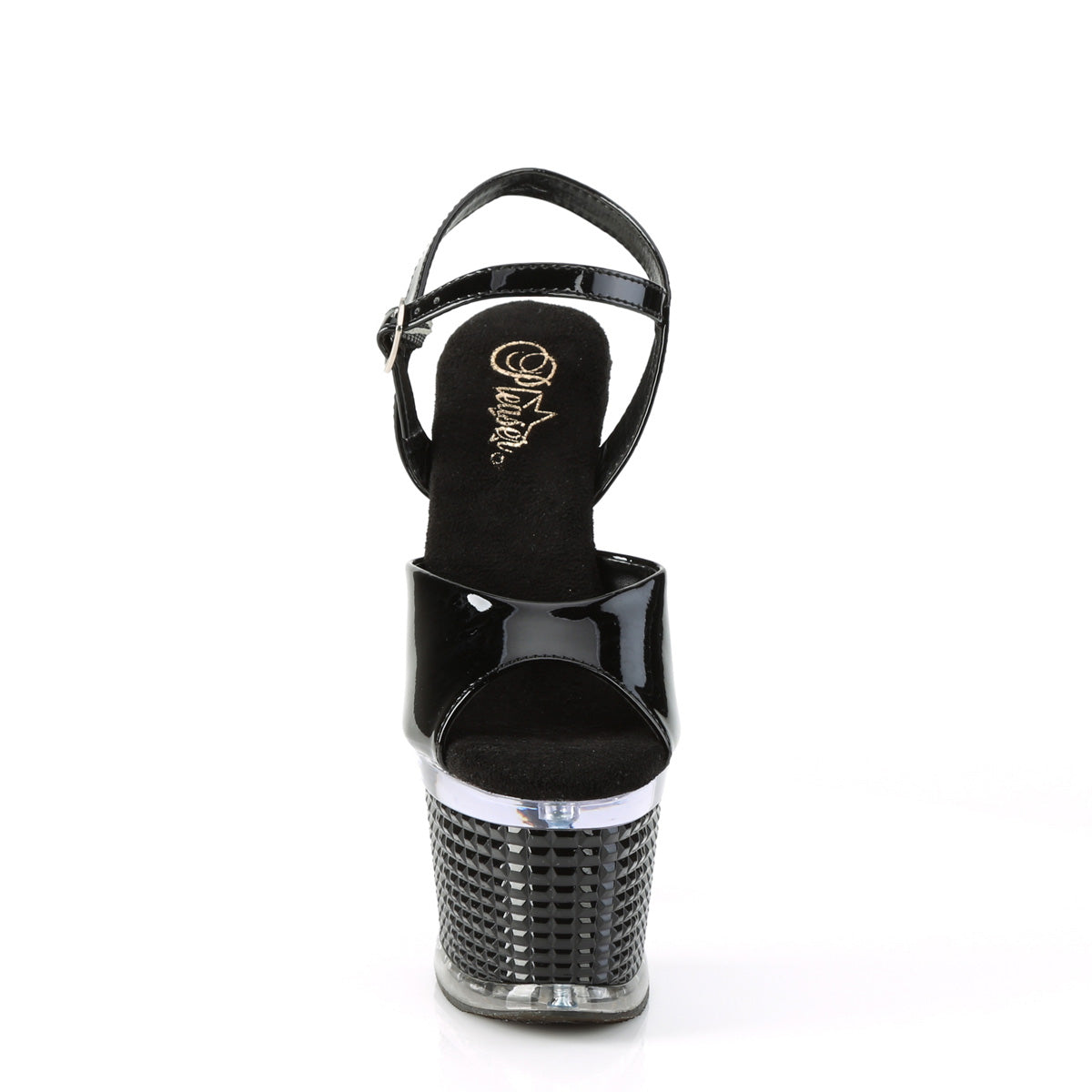 SPECTATOR-709 7" Heel, 3" Textured PF Ankle Strap Sandal