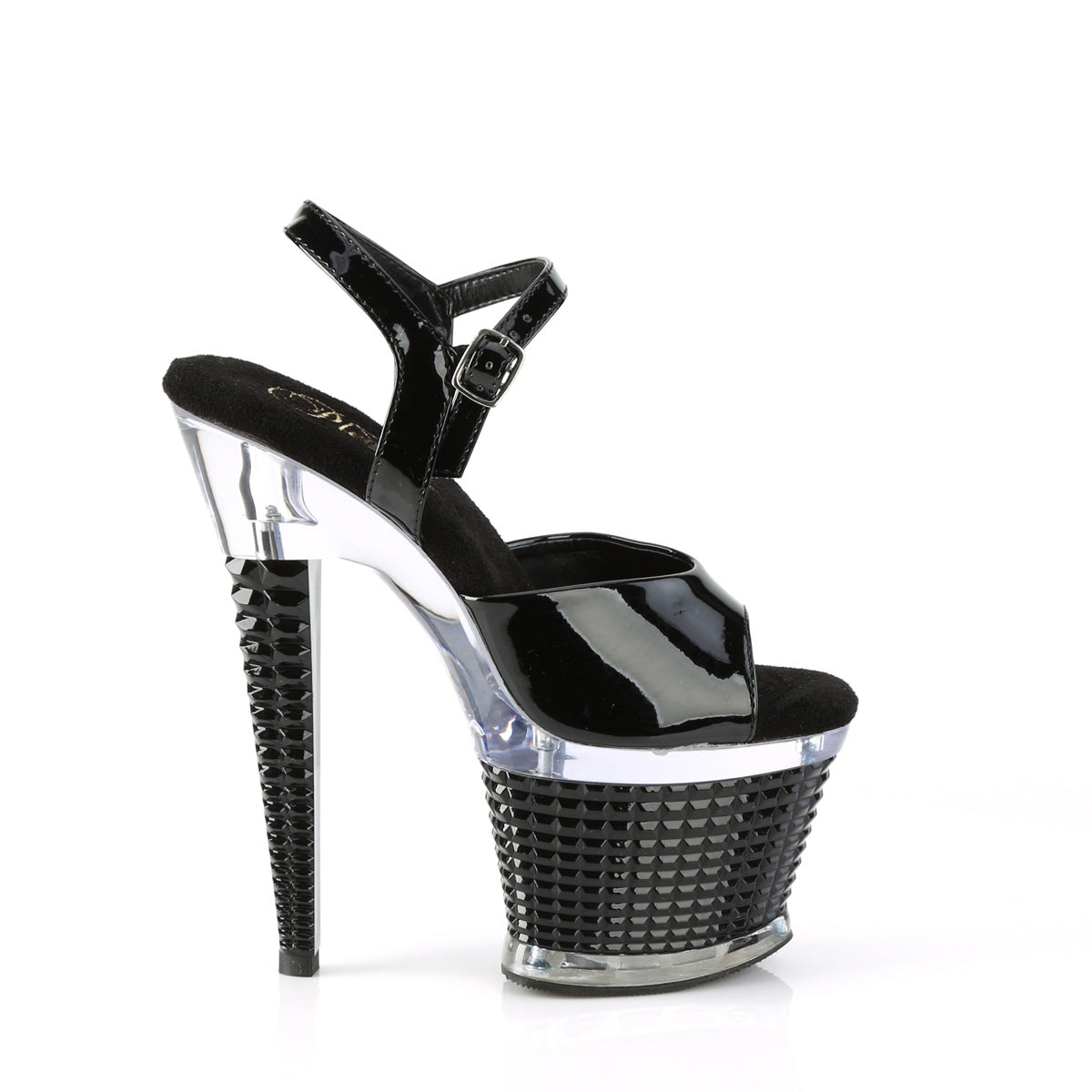 SPECTATOR-709 7" Heel, 3" Textured PF Ankle Strap Sandal