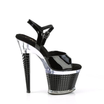 SPECTATOR-709 7" Heel, 3" Textured PF Ankle Strap Sandal
