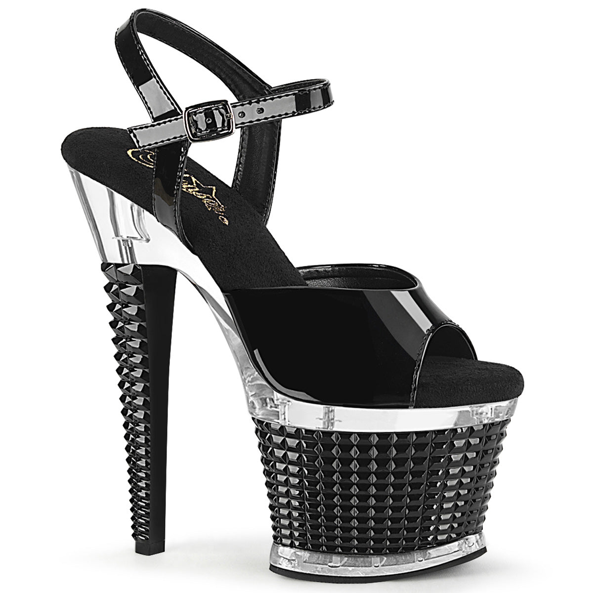 SPECTATOR-709 7" Heel, 3" Textured PF Ankle Strap Sandal