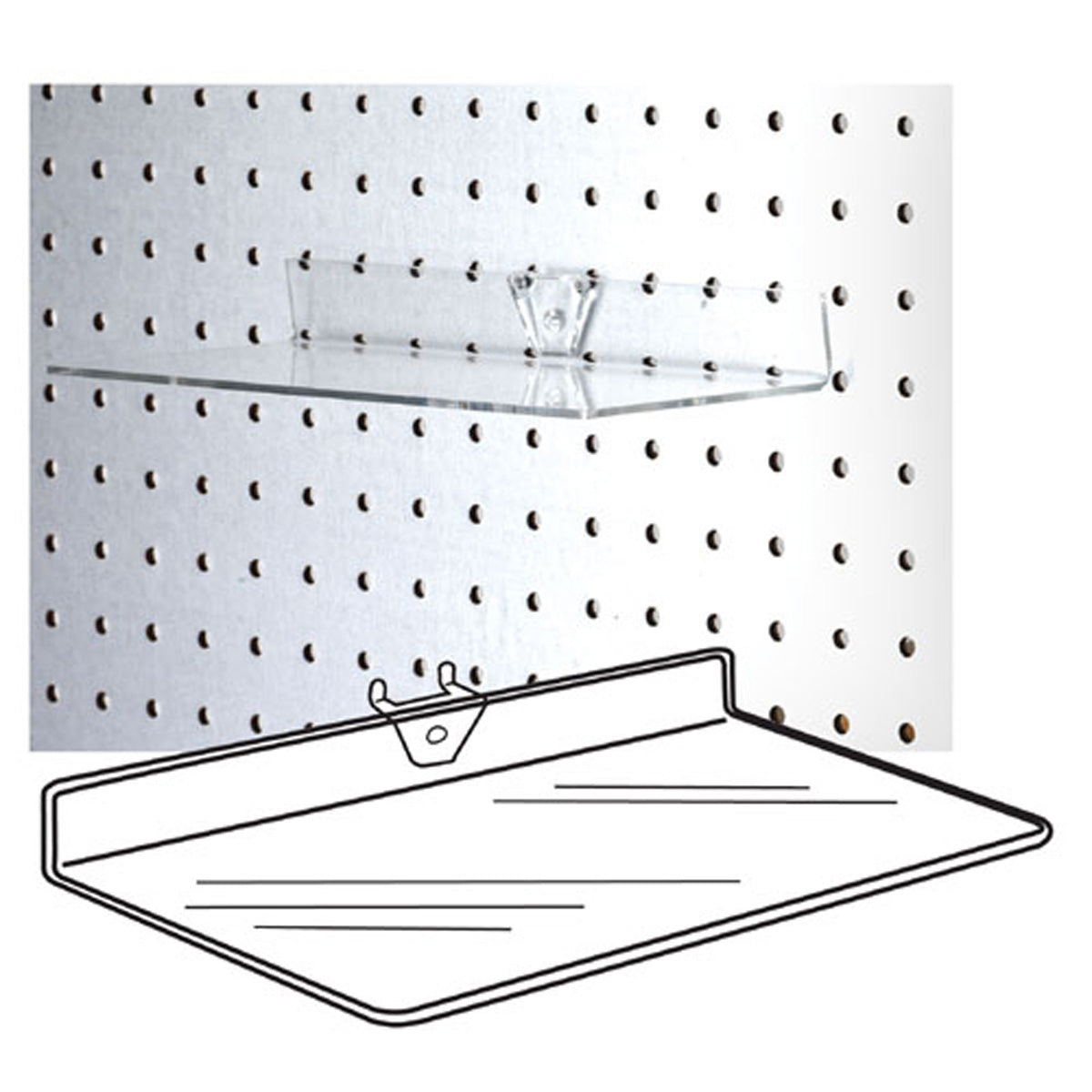 SS-03 Clear Acrylic Pegboard Shelf (6 PCS)