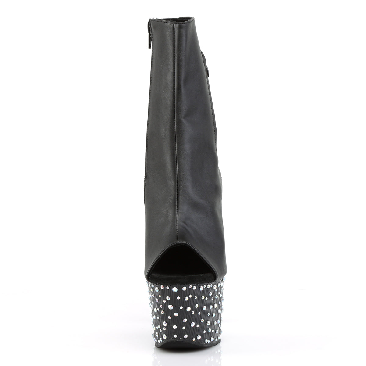 STARDANCE-1018-7 7" Heel, 2 3/4" PF Open Toe/Heel Ankle Boot, side Zip