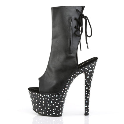 STARDANCE-1018-7 7" Heel, 2 3/4" PF Open Toe/Heel Ankle Boot, side Zip