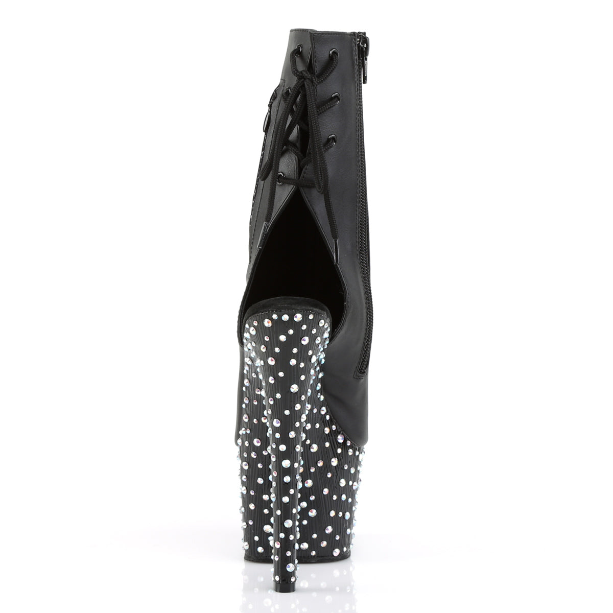 STARDANCE-1018-7 7" Heel, 2 3/4" PF Open Toe/Heel Ankle Boot, side Zip