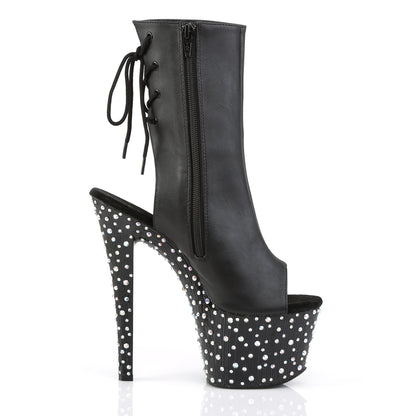 STARDANCE-1018-7 7" Heel, 2 3/4" PF Open Toe/Heel Ankle Boot, side Zip