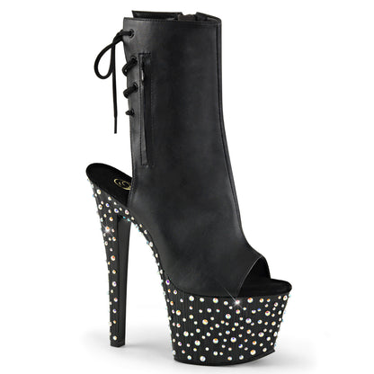 STARDANCE-1018-7 7" Heel, 2 3/4" PF Open Toe/Heel Ankle Boot, side Zip