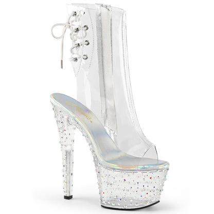 STARDANCE-1018C-7 *7" Heel, 2 3/4" PF Open Toe/Heel Ankle Boot, Side Zip