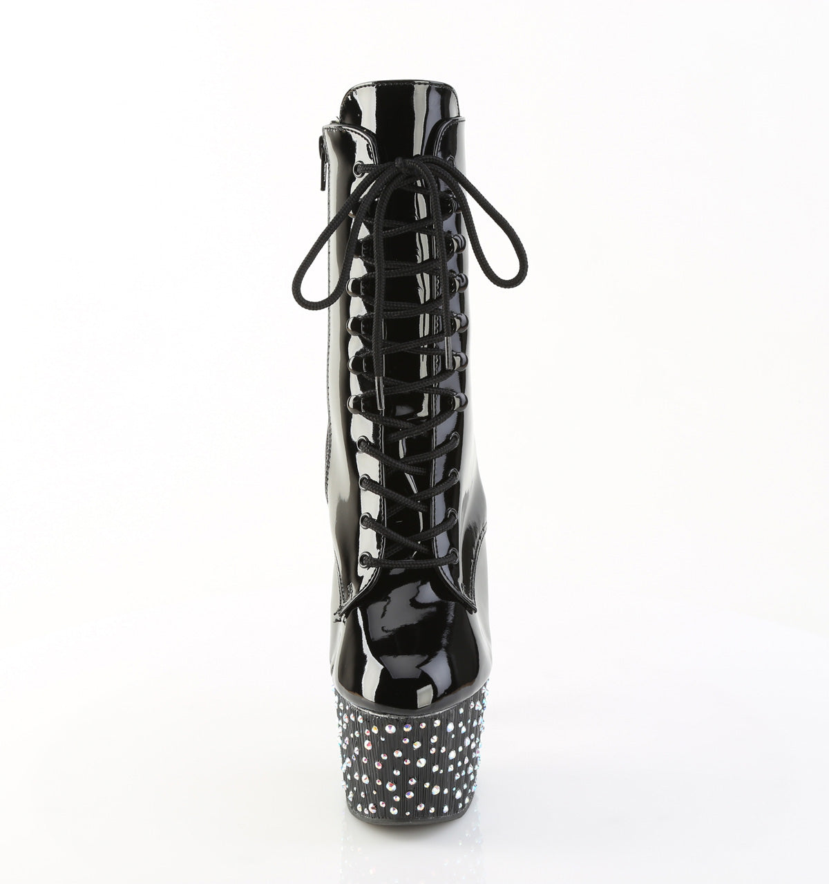 STARDANCE-1020 7" Heel, 2 3/4" PF Lace-Up Front Ankle Boot, Side Zip