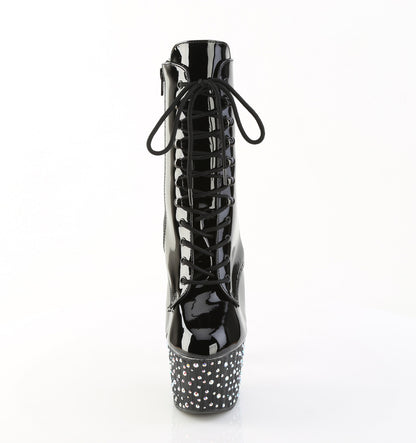 STARDANCE-1020 7" Heel, 2 3/4" PF Lace-Up Front Ankle Boot, Side Zip