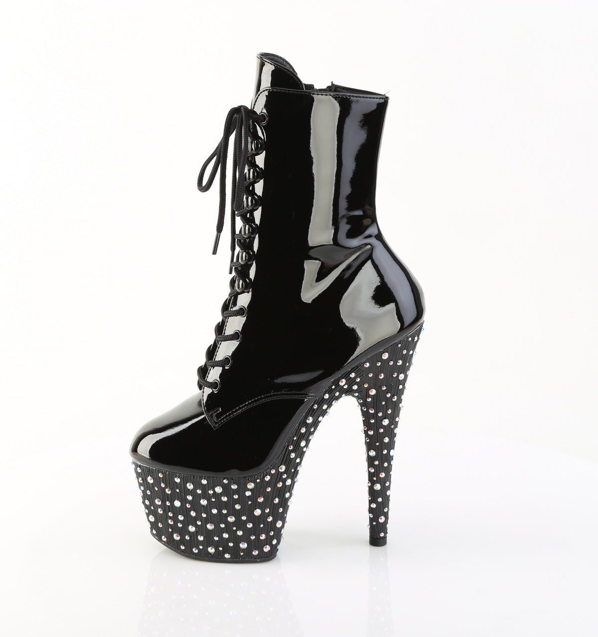 STARDANCE-1020 7" Heel, 2 3/4" PF Lace-Up Front Ankle Boot, Side Zip