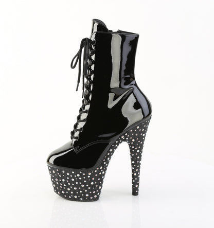 STARDANCE-1020 7" Heel, 2 3/4" PF Lace-Up Front Ankle Boot, Side Zip