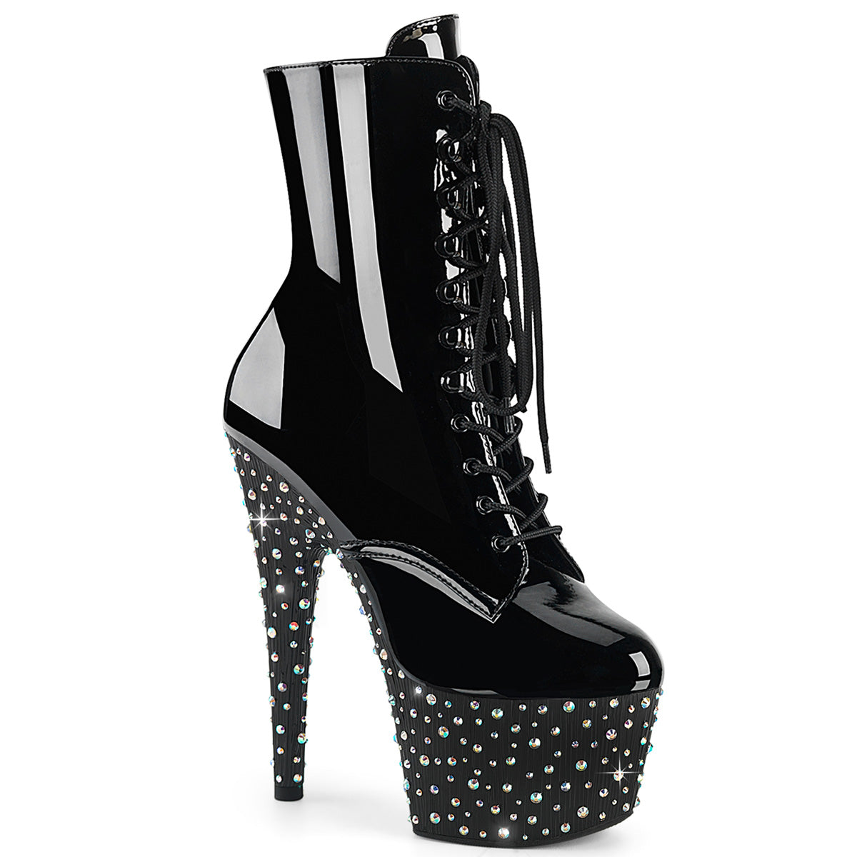 STARDANCE-1020 7" Heel, 2 3/4" PF Lace-Up Front Ankle Boot, Side Zip