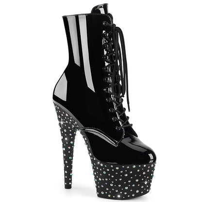 STARDANCE-1020 7" Heel, 2 3/4" PF Lace-Up Front Ankle Boot, Side Zip