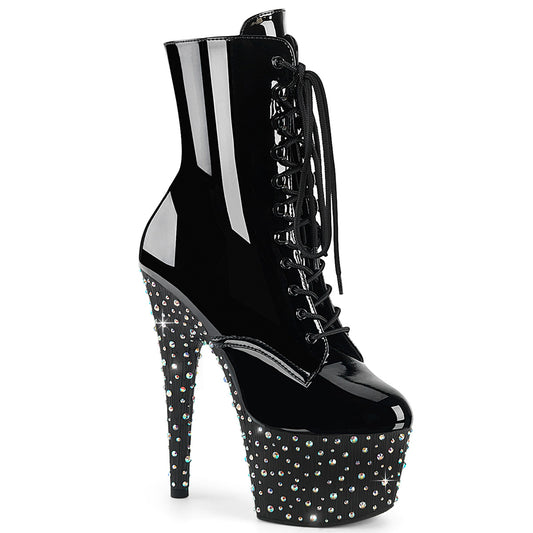 STARDANCE-1020 7" Heel, 2 3/4" PF Lace-Up Front Ankle Boot, Side Zip