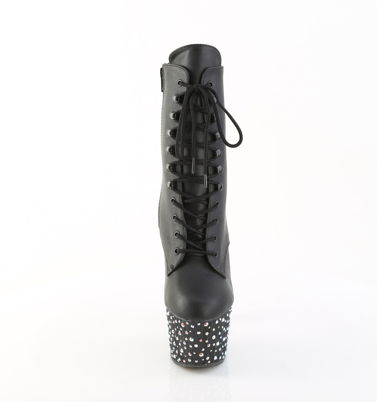 STARDANCE-1020 7" Heel, 2 3/4" PF Lace-Up Front Ankle Boot, Side Zip