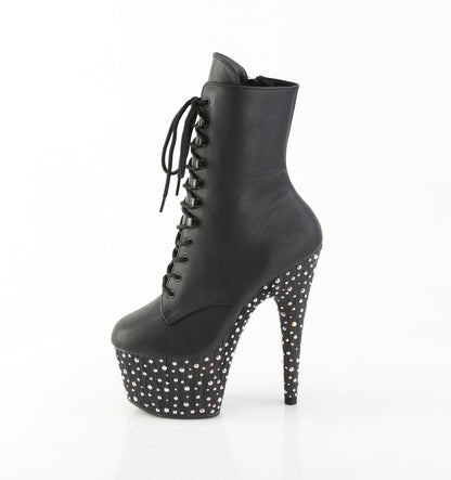STARDANCE-1020 7" Heel, 2 3/4" PF Lace-Up Front Ankle Boot, Side Zip