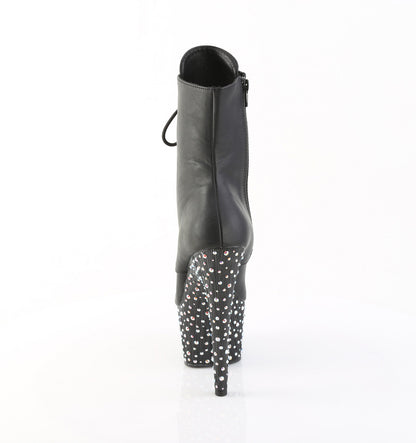 STARDANCE-1020 7" Heel, 2 3/4" PF Lace-Up Front Ankle Boot, Side Zip