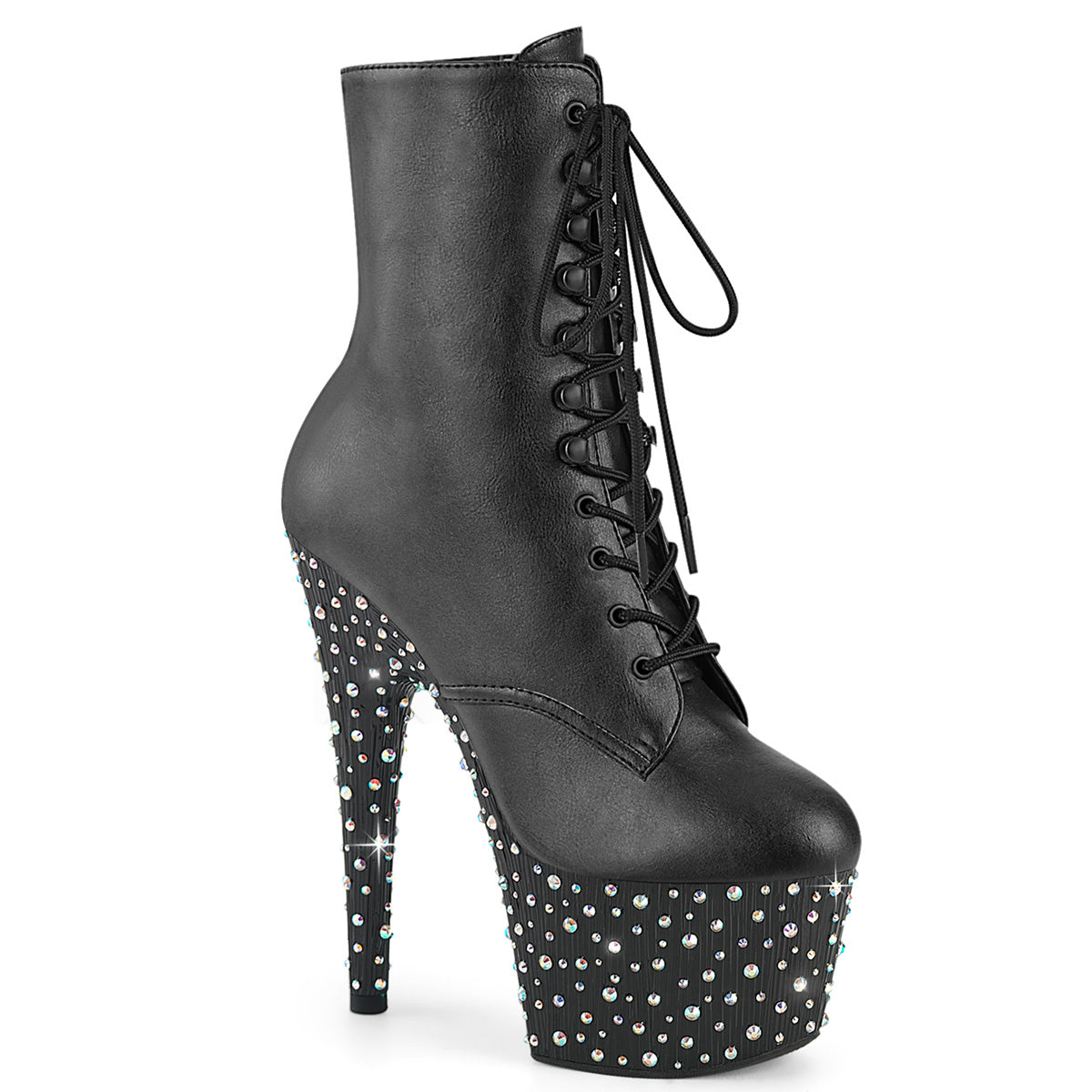 STARDANCE-1020 7" Heel, 2 3/4" PF Lace-Up Front Ankle Boot, Side Zip