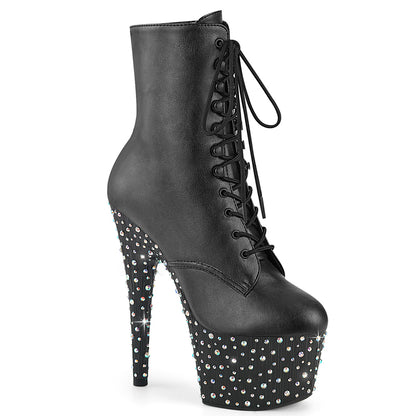 STARDANCE-1020 7" Heel, 2 3/4" PF Lace-Up Front Ankle Boot, Side Zip