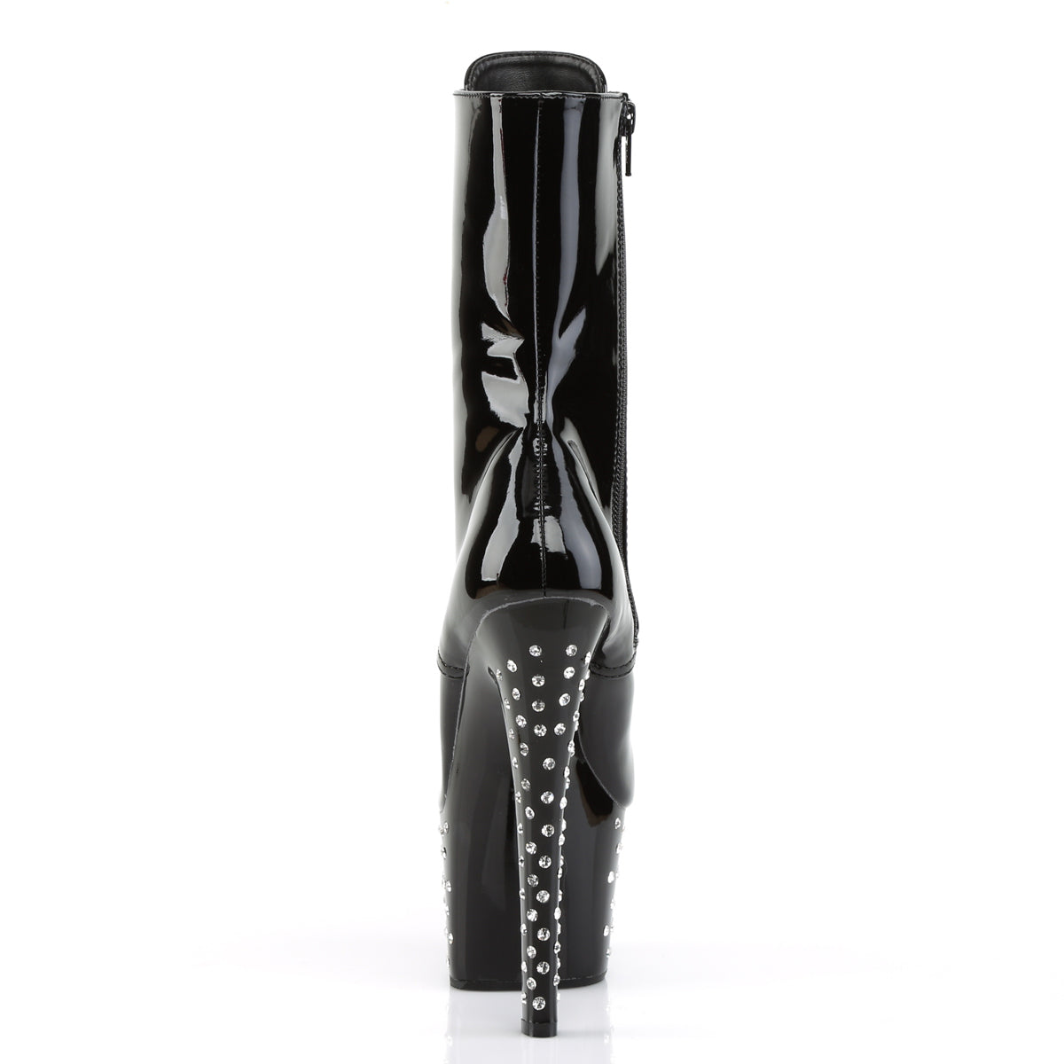 STARDUST-1020-7 7" Heel, 2 3/4" RS Studded PF Lace-Up Ankle Boot, Side Zip