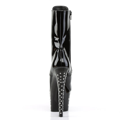 STARDUST-1020-7 7" Heel, 2 3/4" RS Studded PF Lace-Up Ankle Boot, Side Zip