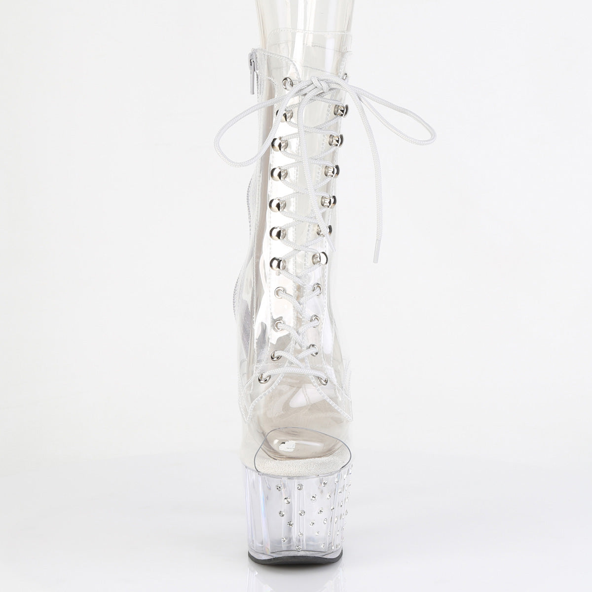 STARDUST-1021C-7 *7" Heel, 2 3/4" PF Lace Up Peep Toe Ankle Boot w/RS