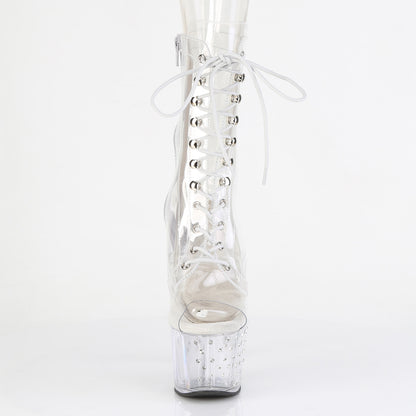 STARDUST-1021C-7 *7" Heel, 2 3/4" PF Lace Up Peep Toe Ankle Boot w/RS