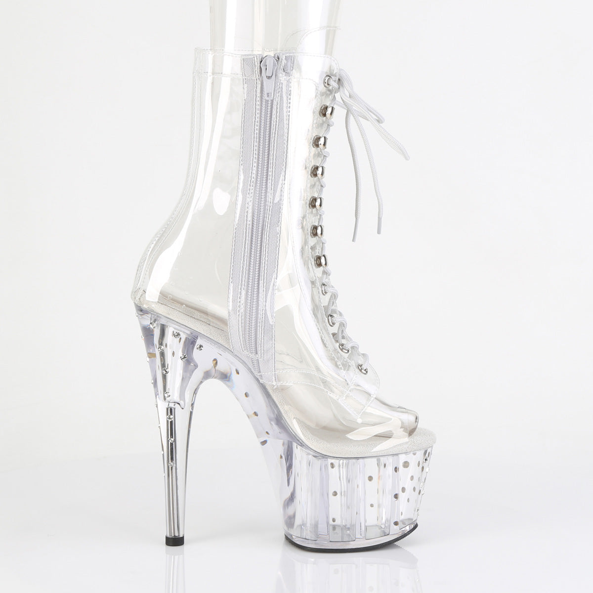 STARDUST-1021C-7 *7" Heel, 2 3/4" PF Lace Up Peep Toe Ankle Boot w/RS