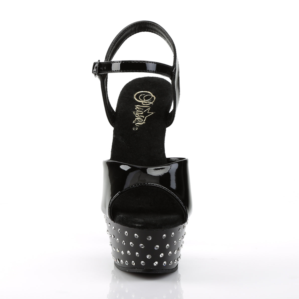 STARDUST-609 6" Heel, 1 3/4" PF Rhinestone Studded Ankle Strap P/F Sandal