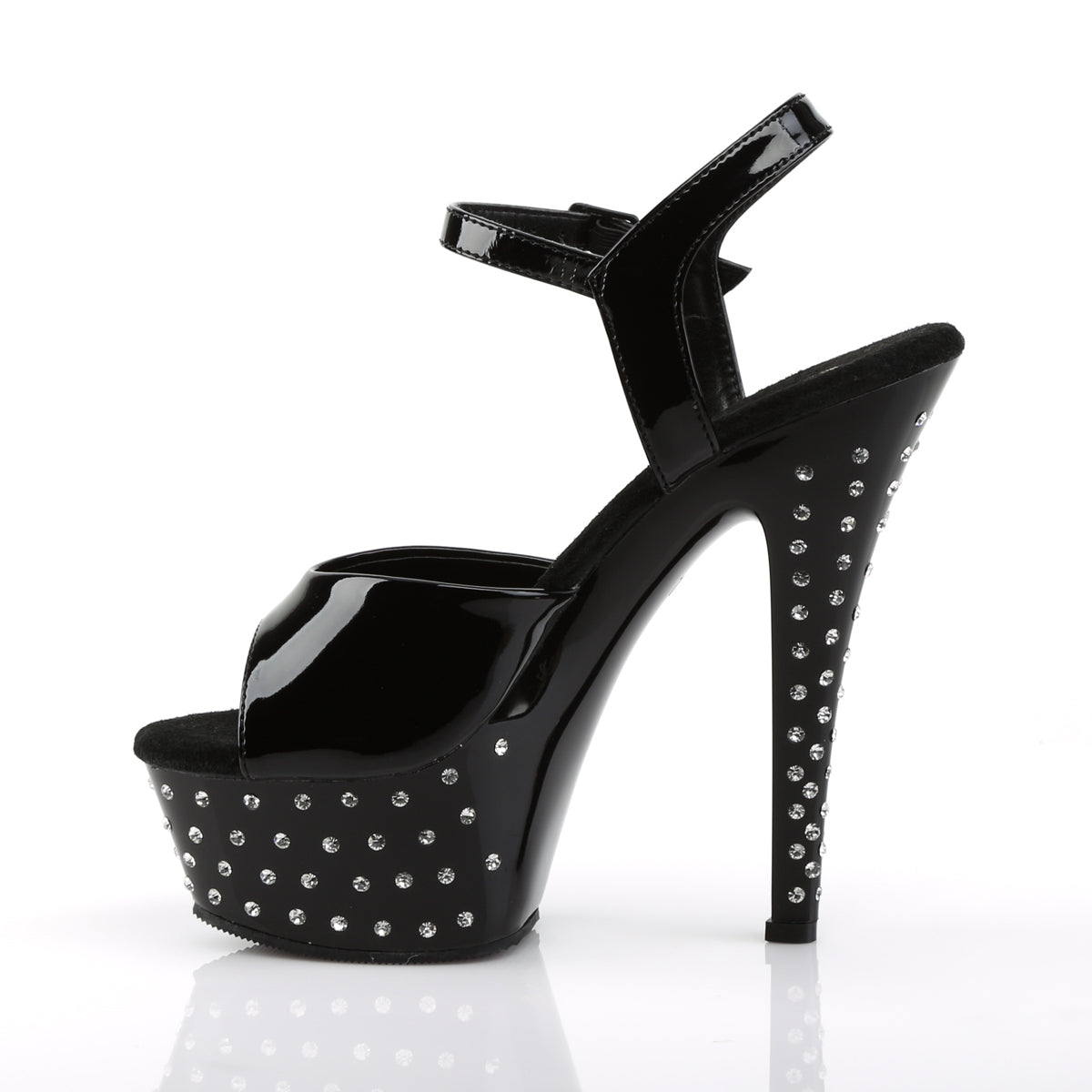 STARDUST-609 6" Heel, 1 3/4" PF Rhinestone Studded Ankle Strap P/F Sandal