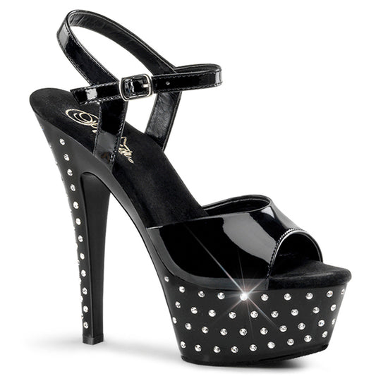 STARDUST-609 6" Heel, 1 3/4" PF Rhinestone Studded Ankle Strap P/F Sandal