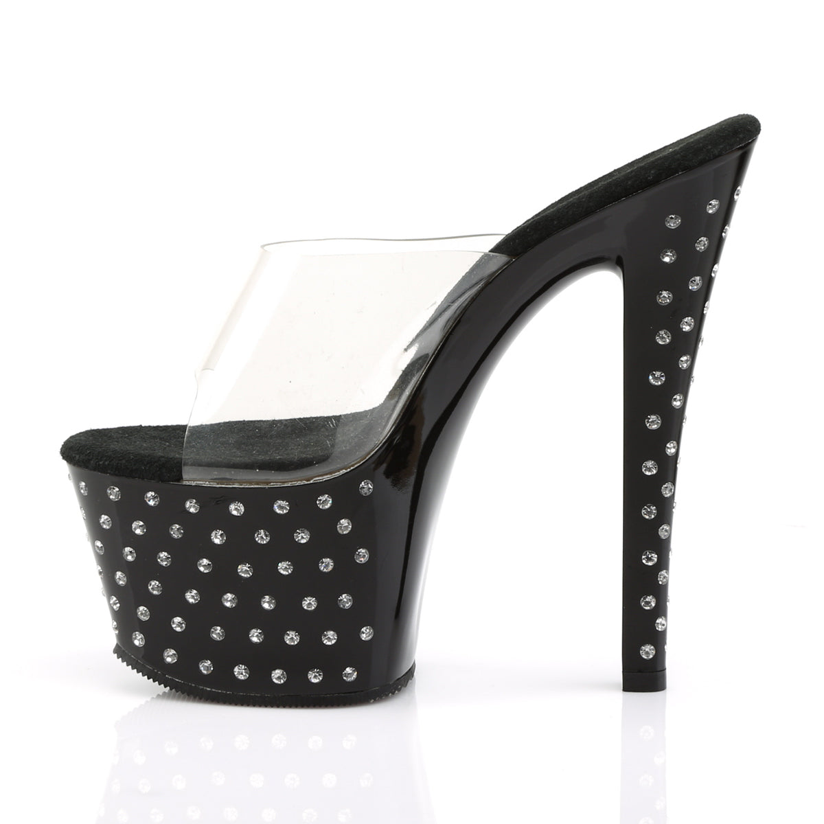 STARDUST-701 7" Heel, 2 3/4" PF Rhinestone Studded Platform Slide