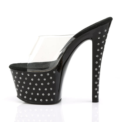 STARDUST-701 7" Heel, 2 3/4" PF Rhinestone Studded Platform Slide