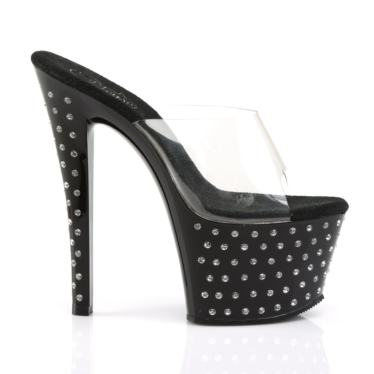 STARDUST-701 7" Heel, 2 3/4" PF Rhinestone Studded Platform Slide