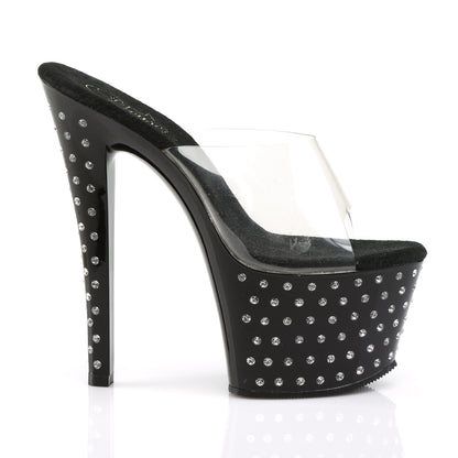 STARDUST-701 7" Heel, 2 3/4" PF Rhinestone Studded Platform Slide