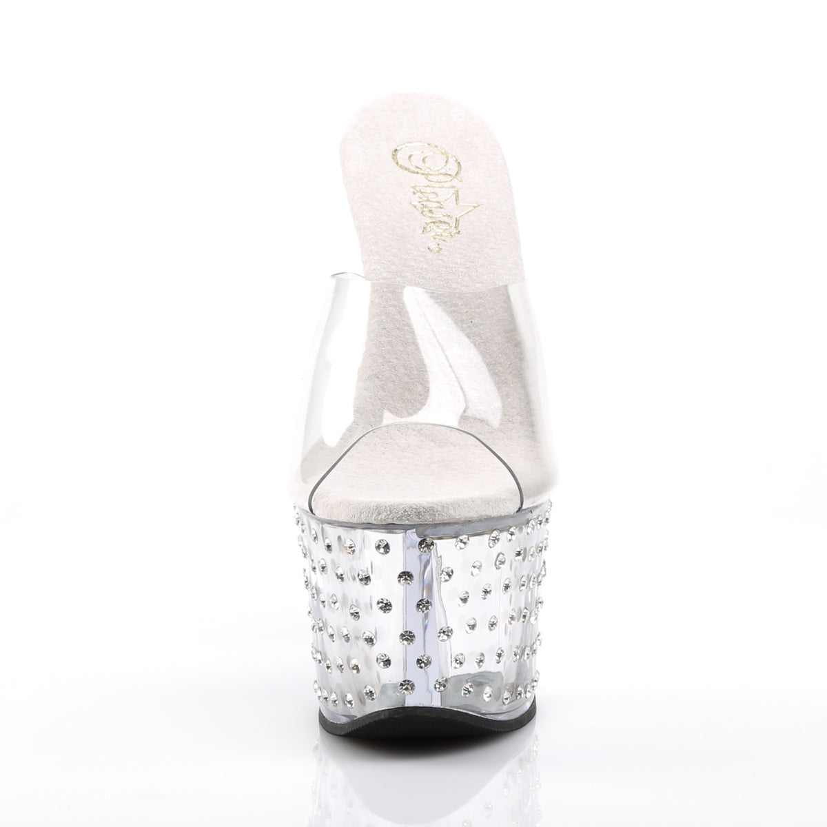 STARDUST-701 7" Heel, 2 3/4" PF Rhinestone Studded Platform Slide