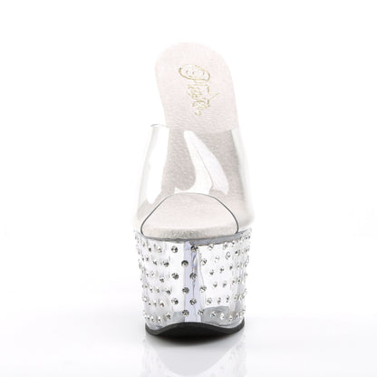 STARDUST-701 7" Heel, 2 3/4" PF Rhinestone Studded Platform Slide