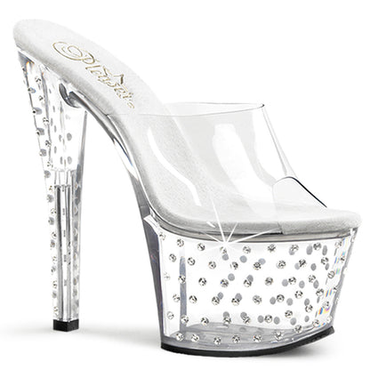 STARDUST-701 7" Heel, 2 3/4" PF Rhinestone Studded Platform Slide