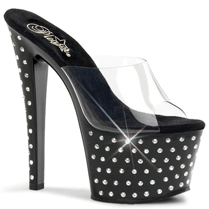 STARDUST-701 7" Heel, 2 3/4" PF Rhinestone Studded Platform Slide
