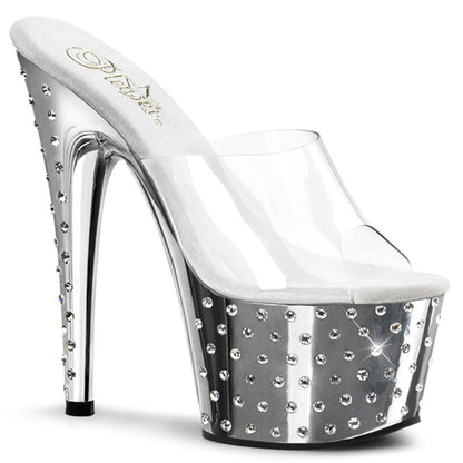 STARDUST-701 7" Heel, 2 3/4" PF Rhinestone Studded Platform Slide