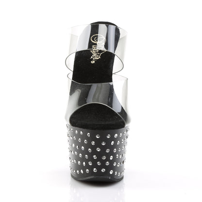 STARDUST-702 7" Heel, 2 3/4" PF Rhinestone Studded Platform Slide