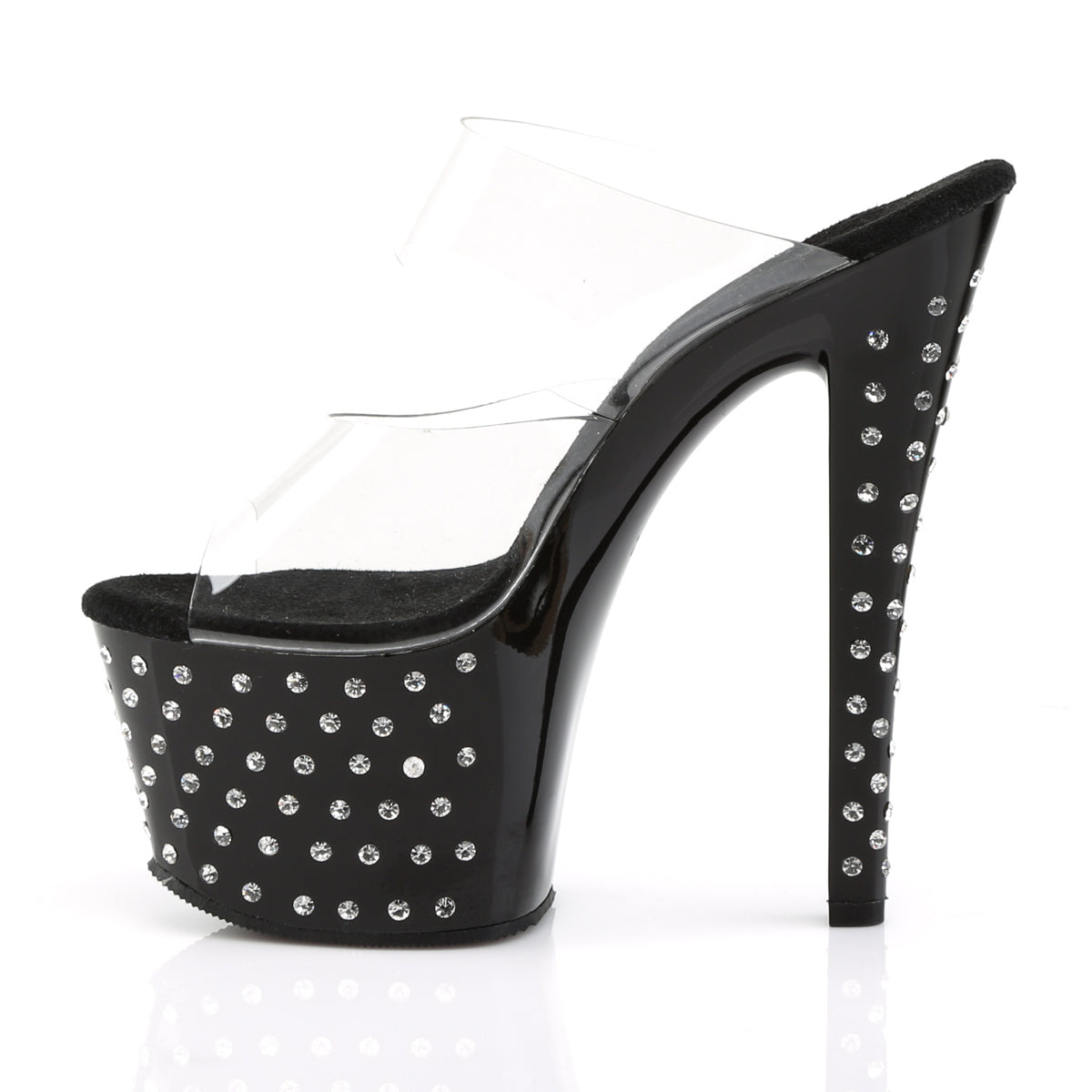 STARDUST-702 7" Heel, 2 3/4" PF Rhinestone Studded Platform Slide