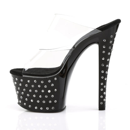 STARDUST-702 7" Heel, 2 3/4" PF Rhinestone Studded Platform Slide