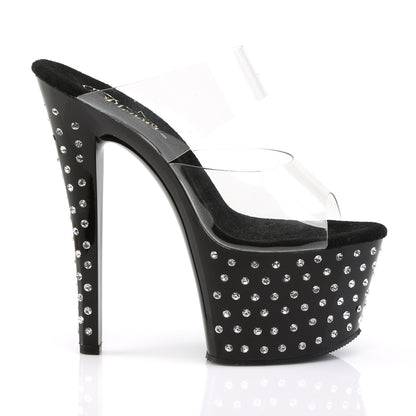 STARDUST-702 7" Heel, 2 3/4" PF Rhinestone Studded Platform Slide
